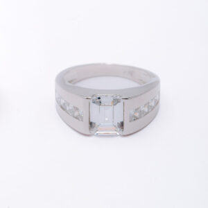 Prestige Emerald CZ Silver Men's Ring
