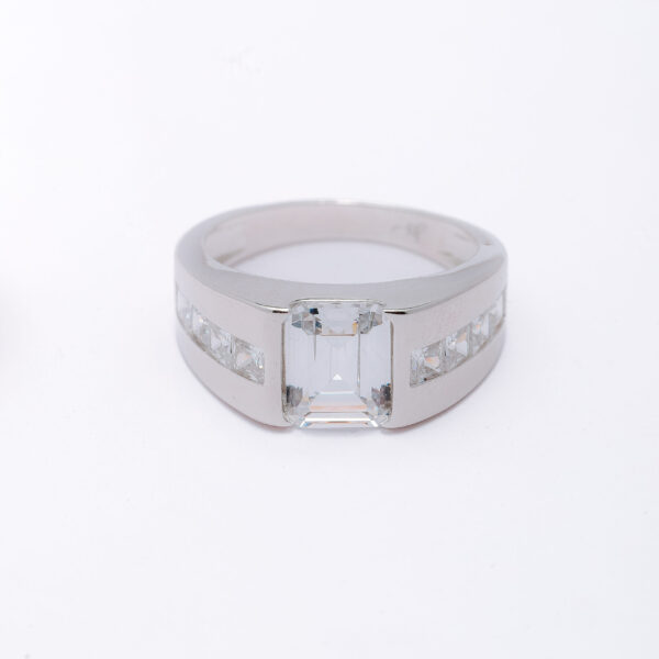 Prestige Emerald CZ Silver Men's Ring