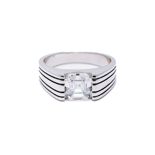 Regal Square CZ 925 Silver Men's Ring 2