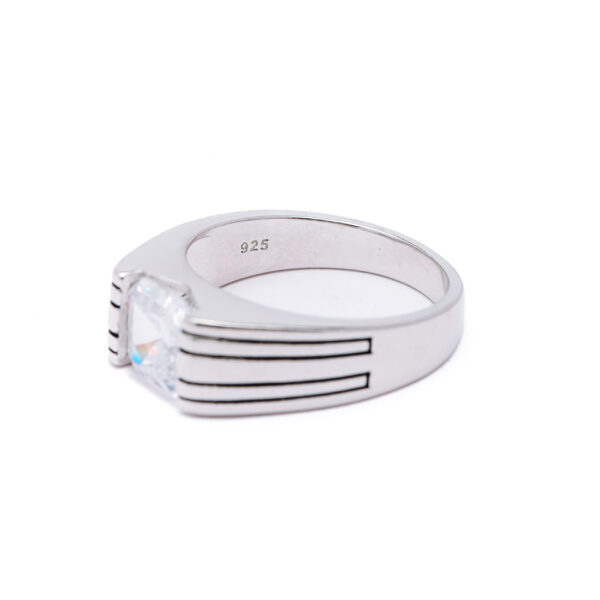 Regal Square CZ 925 Silver Men's Ring 4