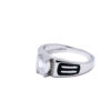 Silver Black Enamel Solitaire Ring 3