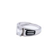 Silver Black Enamel Solitaire Ring 6