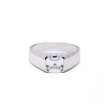 Silver Emerald Cut Solitaire Ring