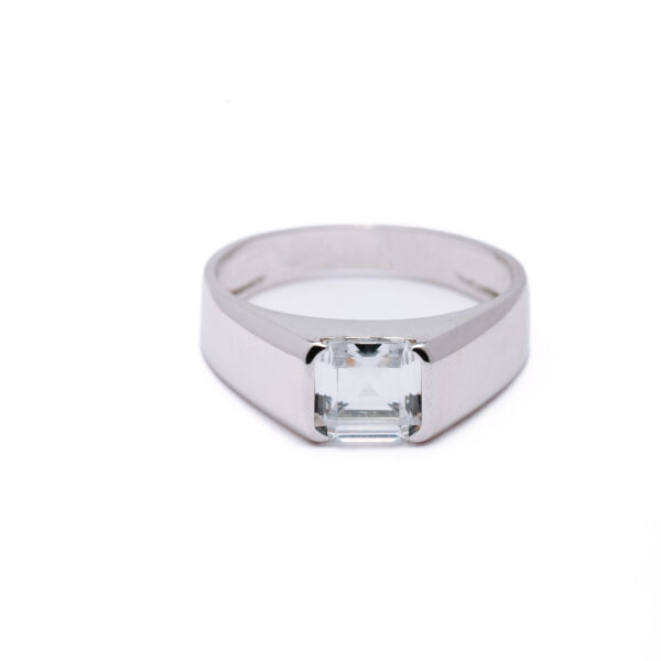 Silver Emerald Cut Solitaire Ring 3
