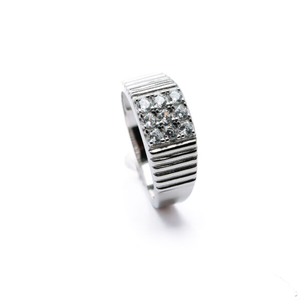Silver Sparkle Ridge Band Ring 2