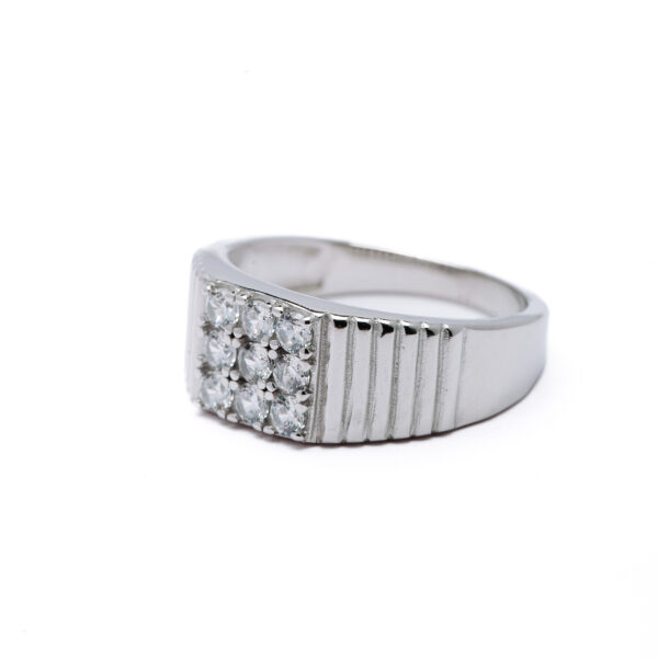 Silver Sparkle Ridge Band Ring 3