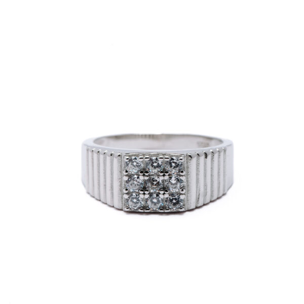 Silver Sparkle Ridge Band Ring 4