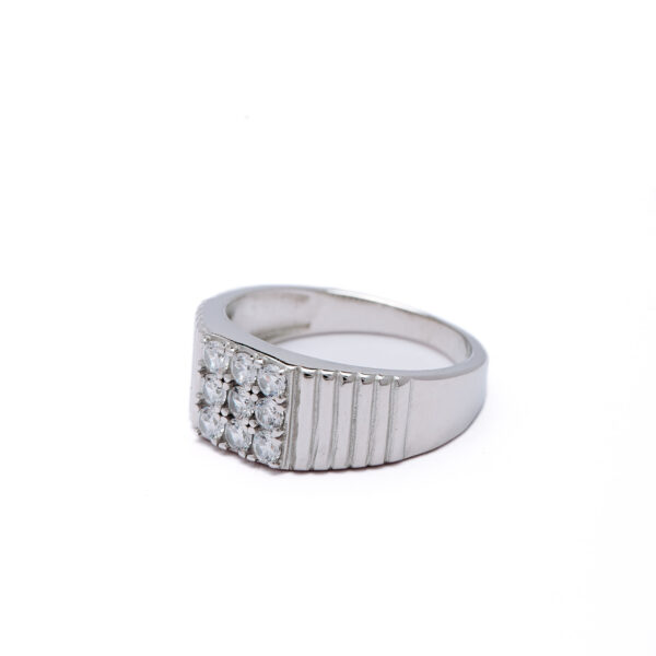 Silver Sparkle Ridge Band Ring 5