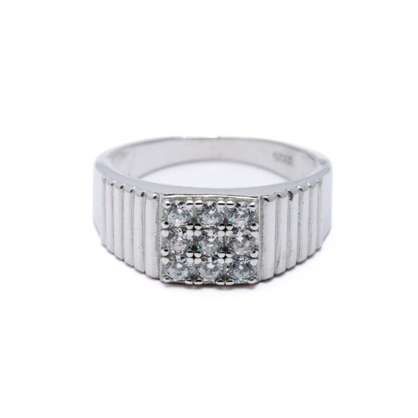 Silver Sparkle Ridge Band Ring
