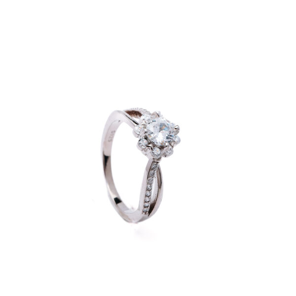 Celestial Bloom Solitaire Silver Ring 3