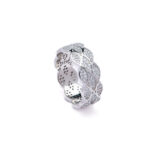 Silver Crystal Bloom Band Ring