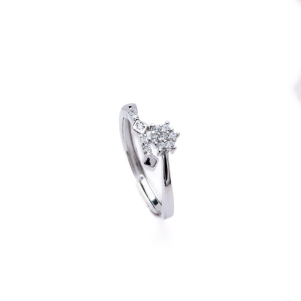 Silver Floral Sparkle Ring 2