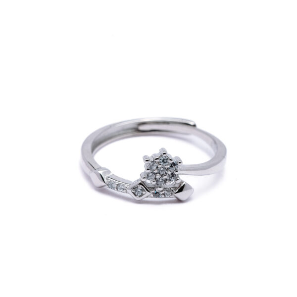 Silver Floral Sparkle Ring 4