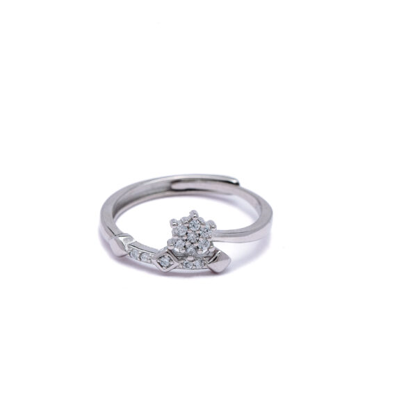 Silver Floral Sparkle Ring 5