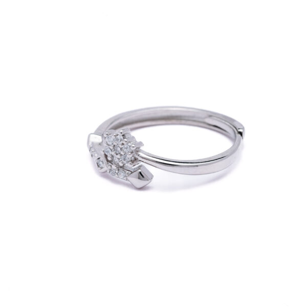Silver Floral Sparkle Ring 6