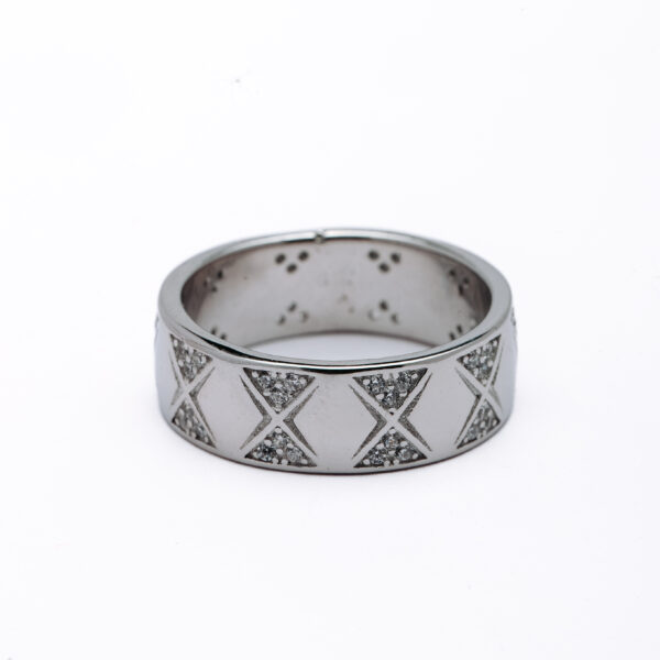 Silver Crystal Pattern Band Ring 5