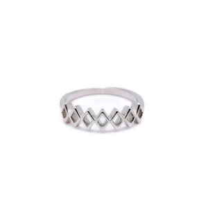 Silver Diamond Pattern Band Ring 1