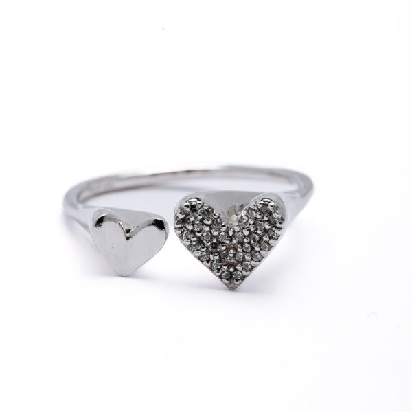Silver Double Heart Open Ring 1