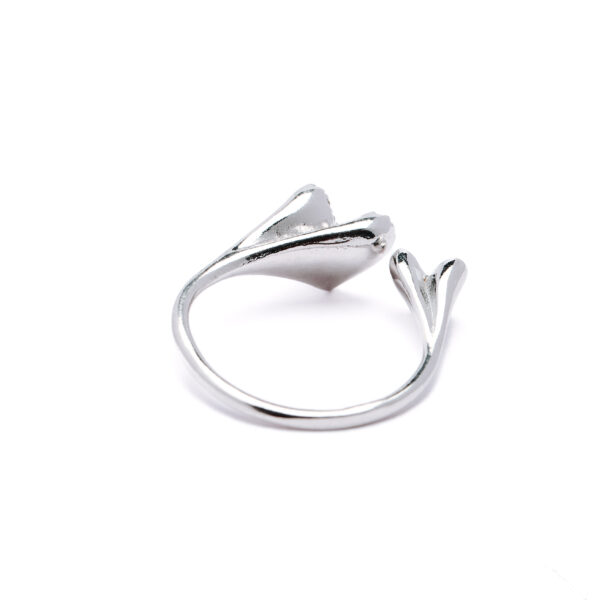 Silver Double Heart Open Ring 3