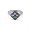 Silver Evil Eye Clover Ring 1