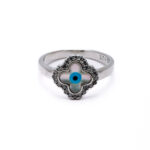 Silver Evil Eye Clover Ring 1