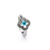 Silver Evil Eye Clover Ring 2