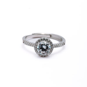 Silver Halo Solitaire Ring 1