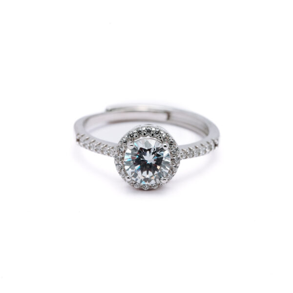 Silver Halo Solitaire Ring 4