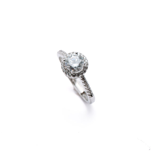 Silver Halo Solitaire Ring 5