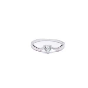 Silver Heart Solitaire Ring 1