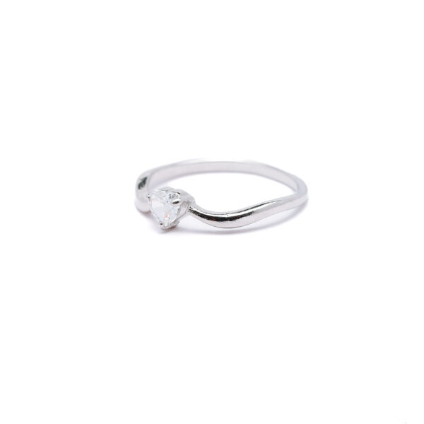 Silver Heart Solitaire Ring 2