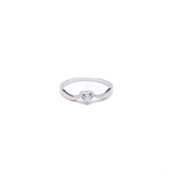 Silver Heart Solitaire Ring 3