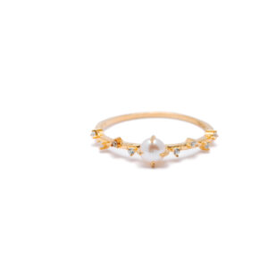 Silver Pearl Crown Ring 1