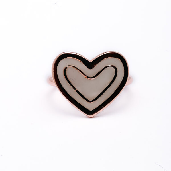 Silver Rose Gold Heart Ring 2