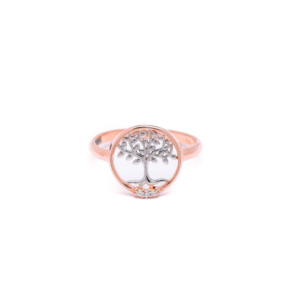 Silver Tree of Life Rose Gold Ring 1