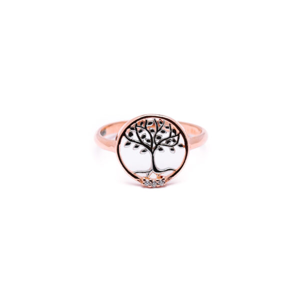 Silver Tree of Life Rose Gold Ring 4