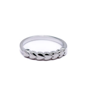 Tiny Hearts Band Silver Ring 1