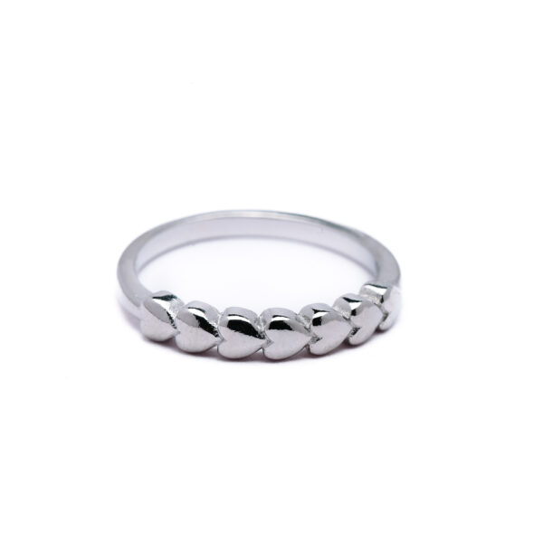 Tiny Hearts Band Silver Ring 1